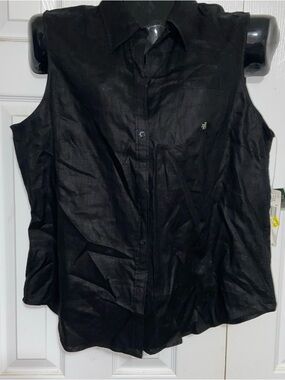 Ralph Lauren Black Sleeveless Button-Down Shirt